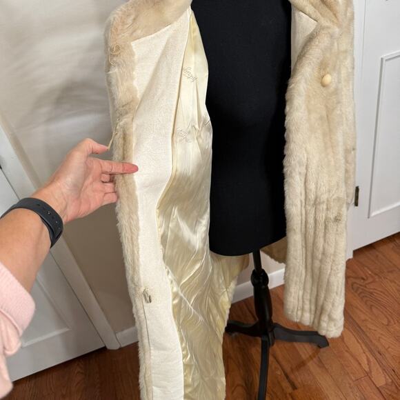 Intrigue Vintage Faux Fur Coat Ivory/Champagne Size 13-14 - Picture 6 of 12